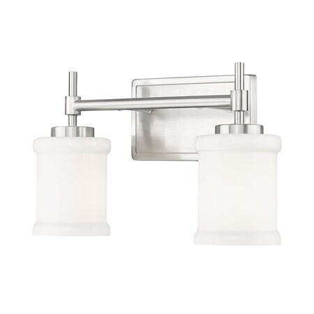 Z-Lite Cadoc 2 Light Vanity, 15in. W x 9in. H, Brushed Nickel 622-2V-BN